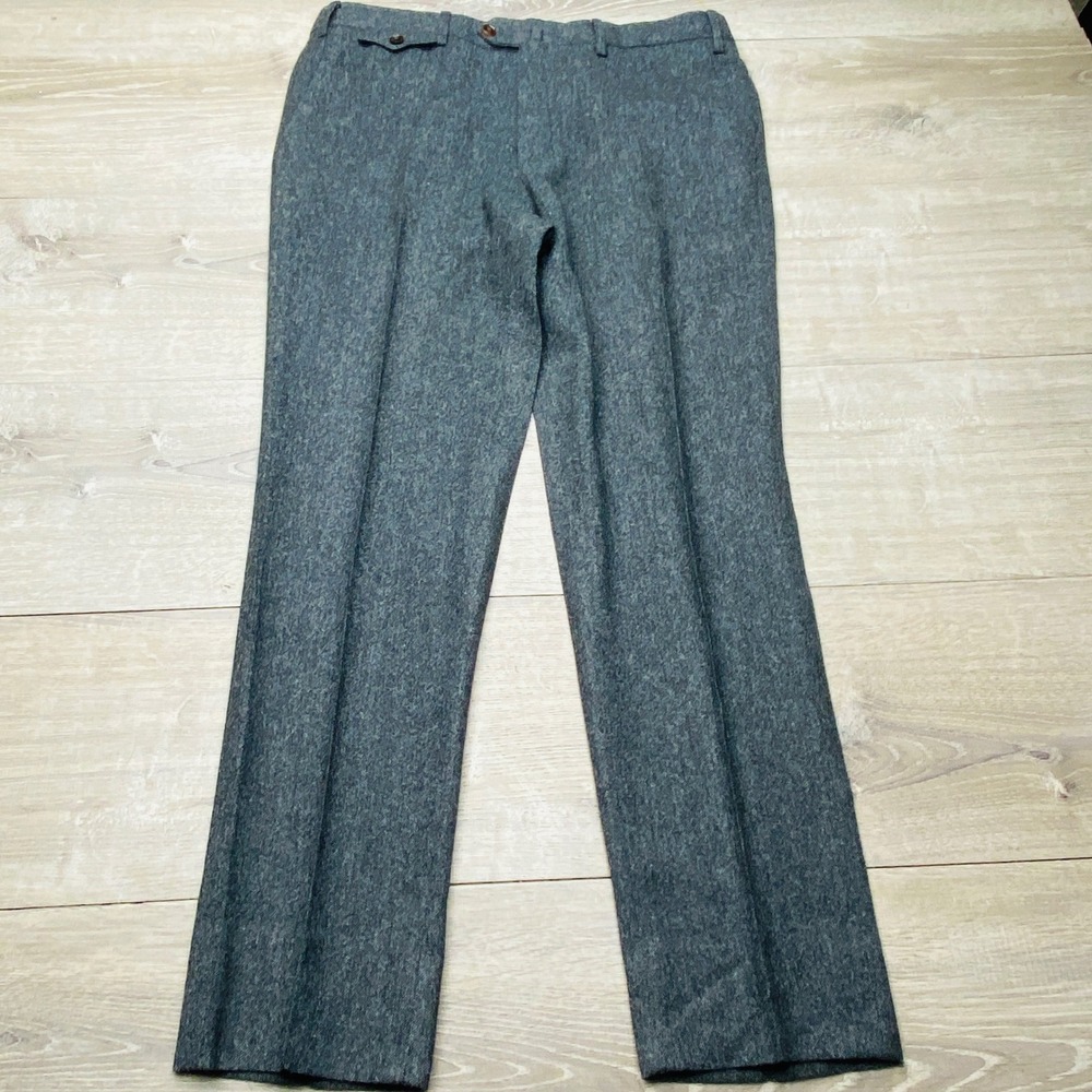 PT01 Pants Gentleman Fit Mens 52 Grey Super 100s Virgin Wool Flannel Trousers